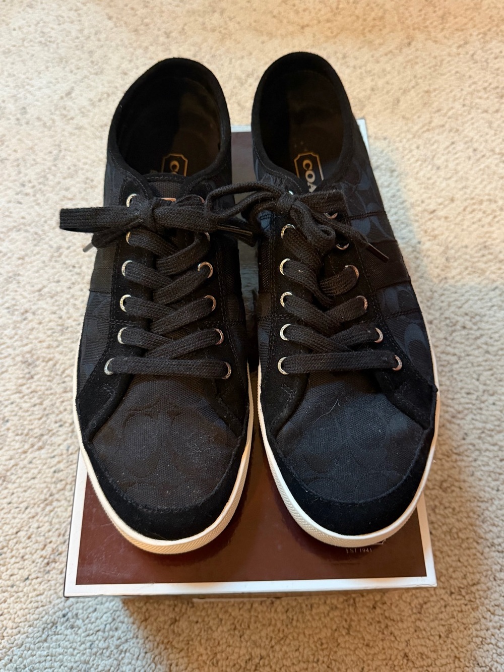 Coach Men's Black Low-Top Signature Lace-Up Sneakers Sz 13